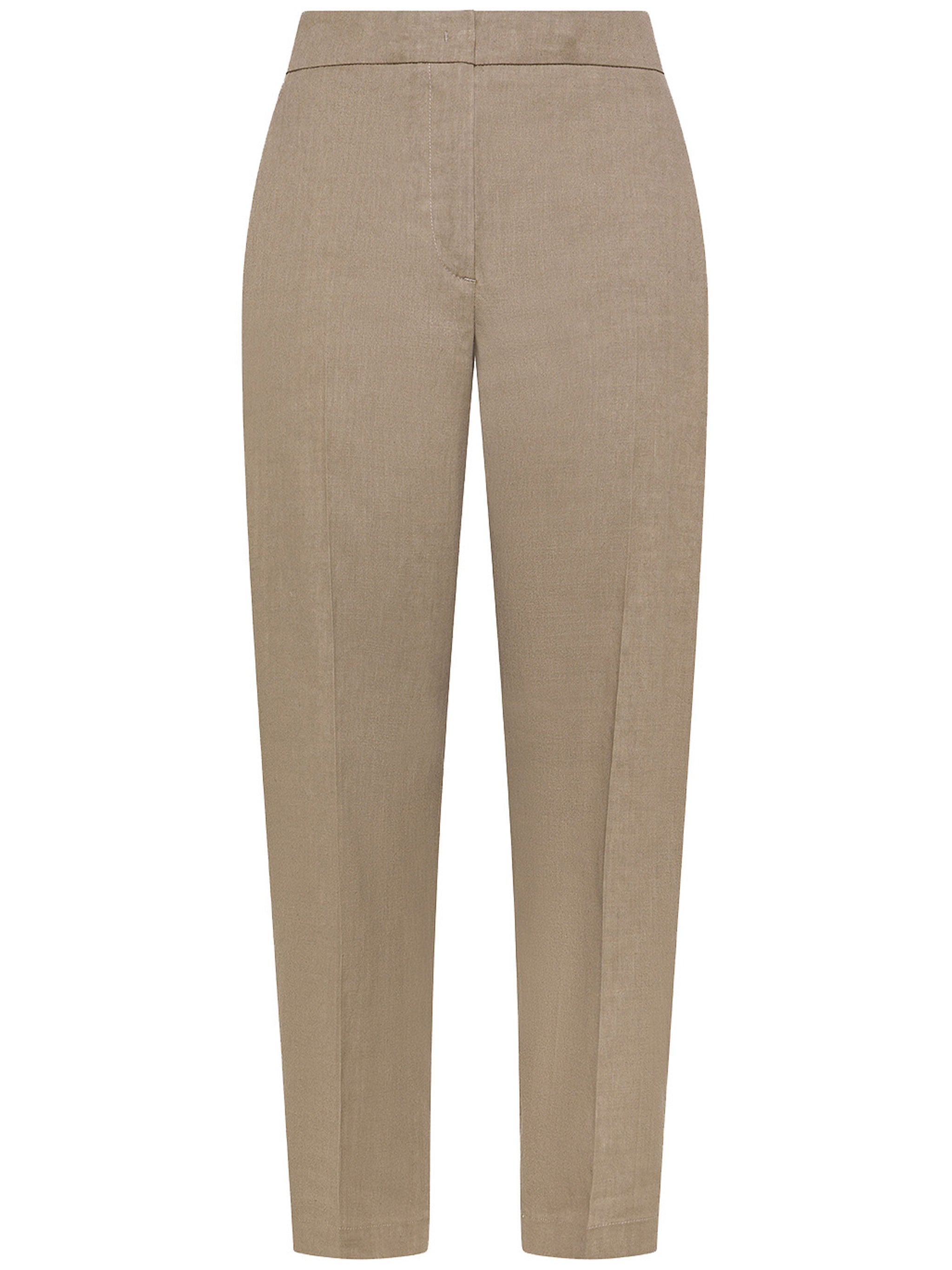 Beige Pantalone Straight-Leg Tailored Cropped Pants