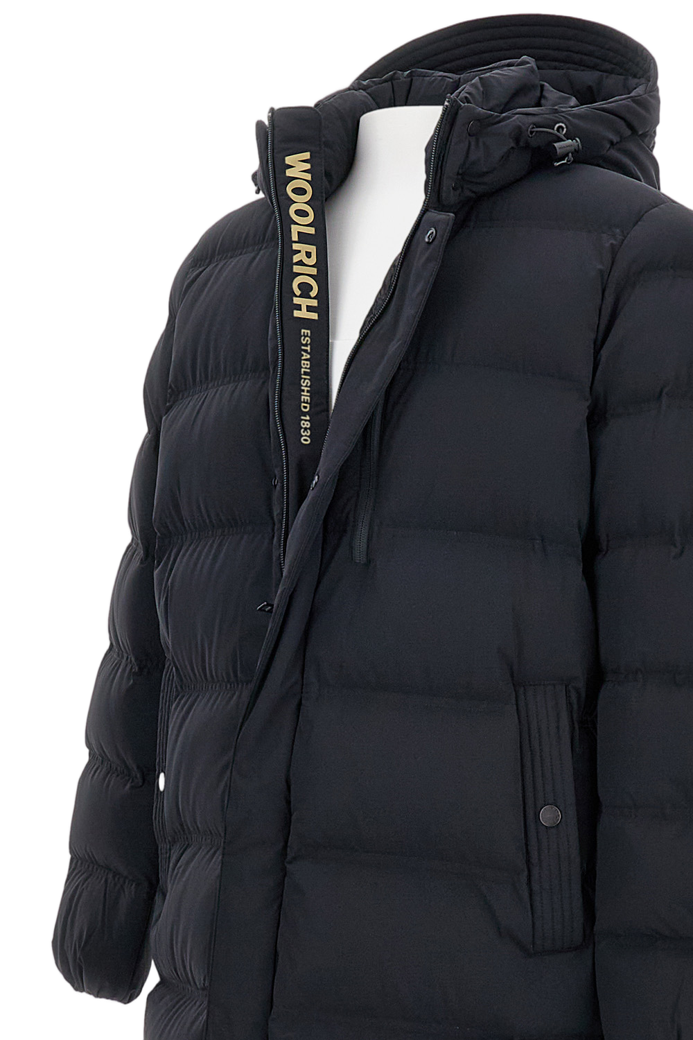 Quilted Long Puffer Coat With Hood