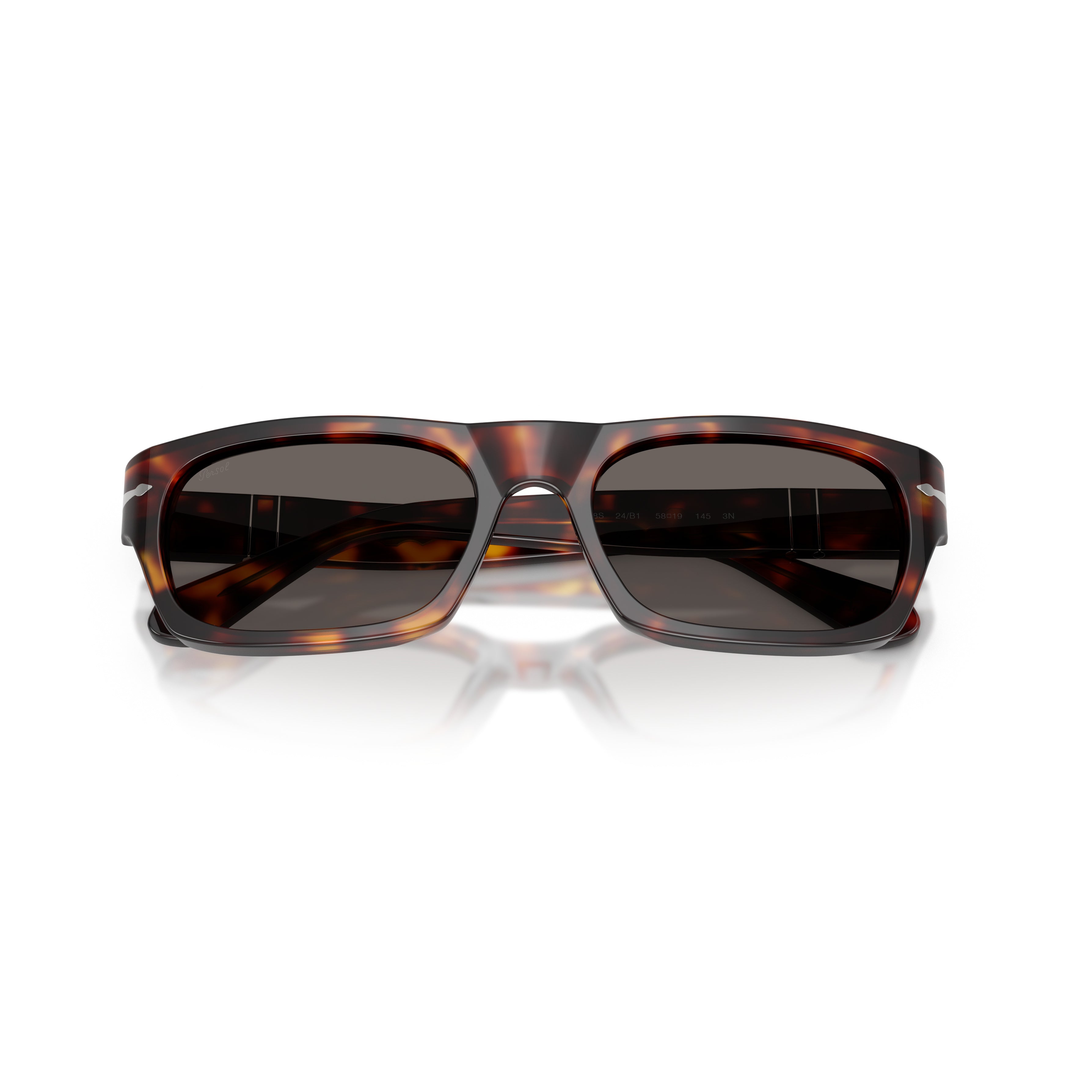 Rectangular Tortoiseshell Acetate Sunglasses with Silver Arrow Detail