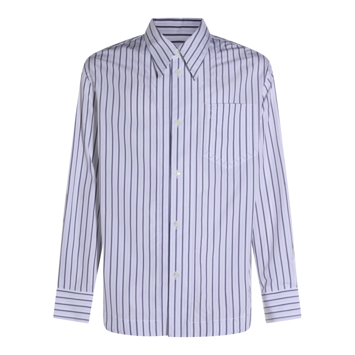 White And Blue Striped Cotton Shirt