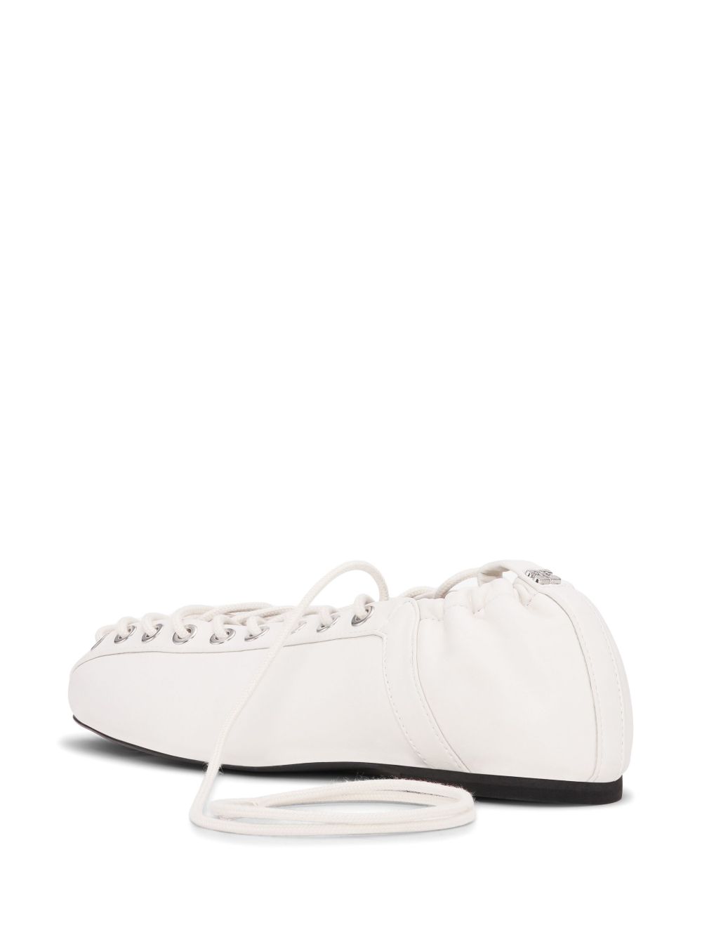 Lace-Up Ballerinas With Rounded Square Toe