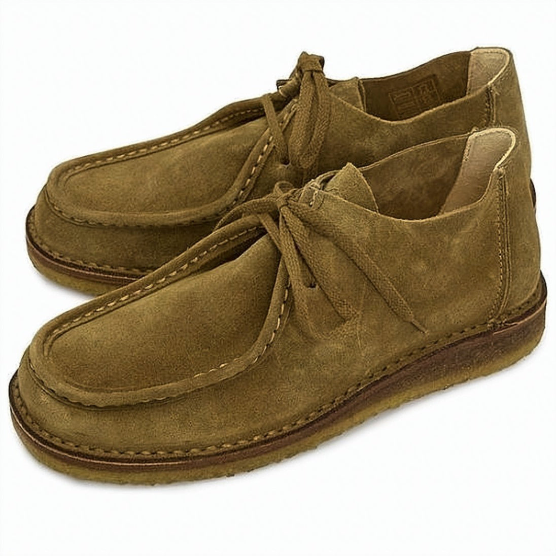 Moccasin-Style Suede Boots with Lace-Up Design