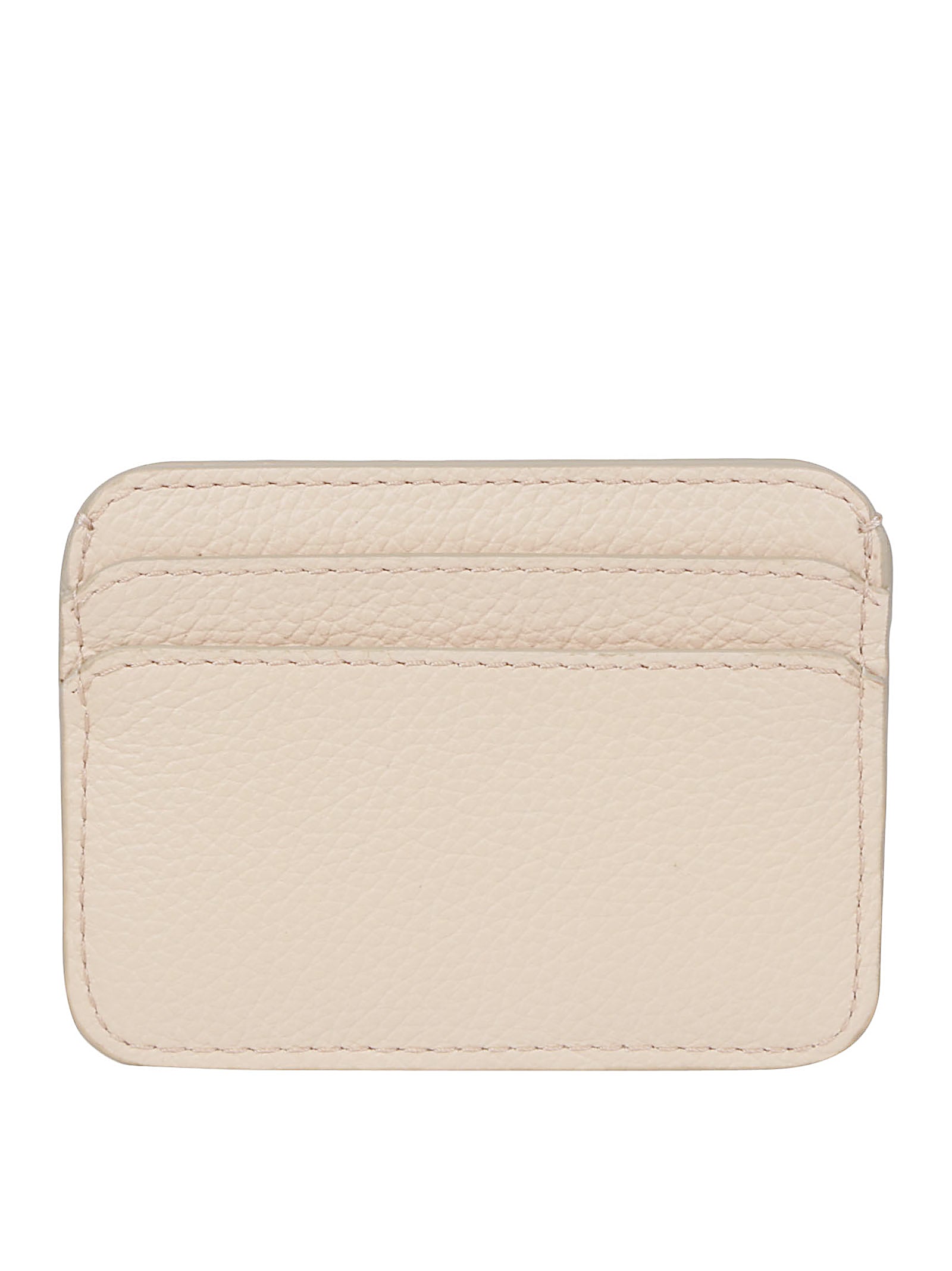 Textured Pink Calfskin Cardholder With Logo Plaque