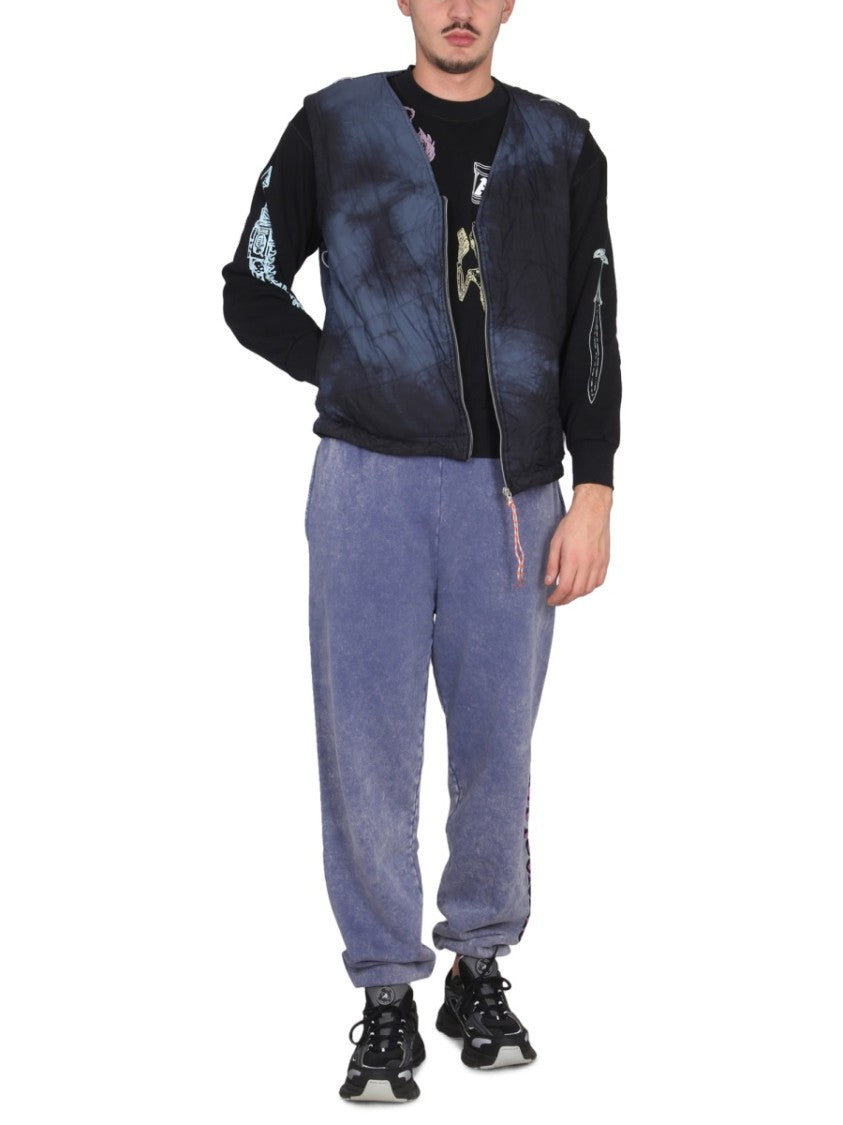 V-Neck Vest With Tie-Dye Pattern