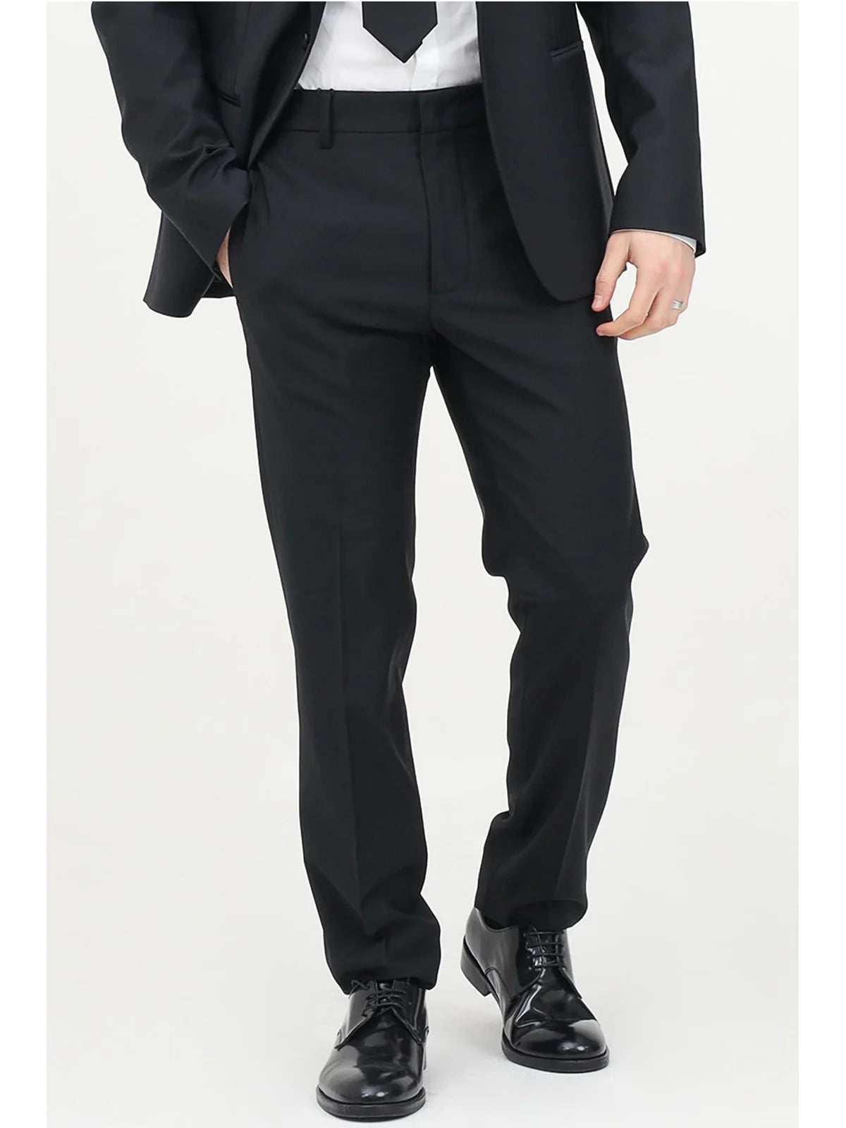 Tailored Black Trousers with Flat Front and Side Pockets