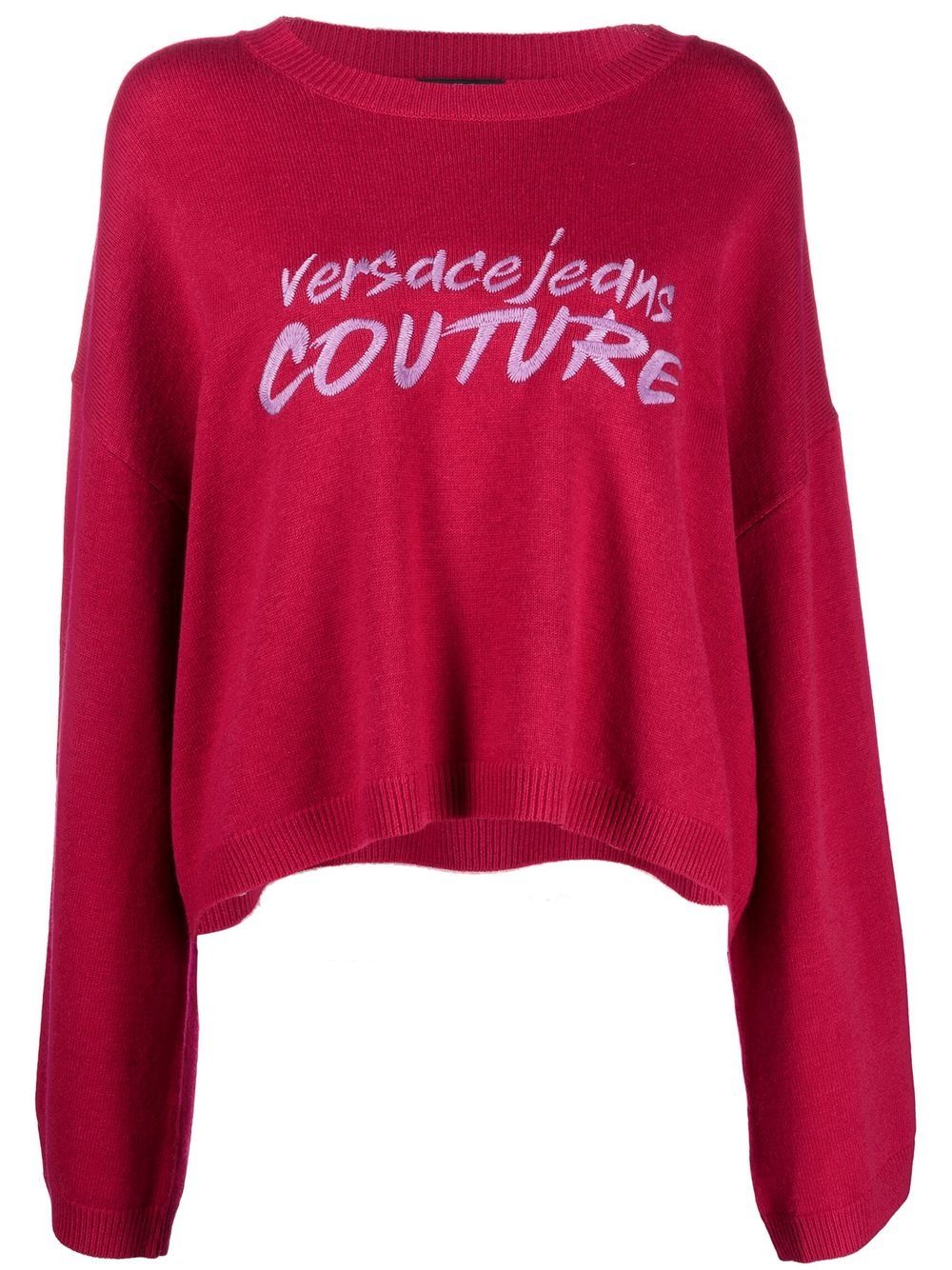 Embroidery Logo Relaxed Cropped Wool Sweater