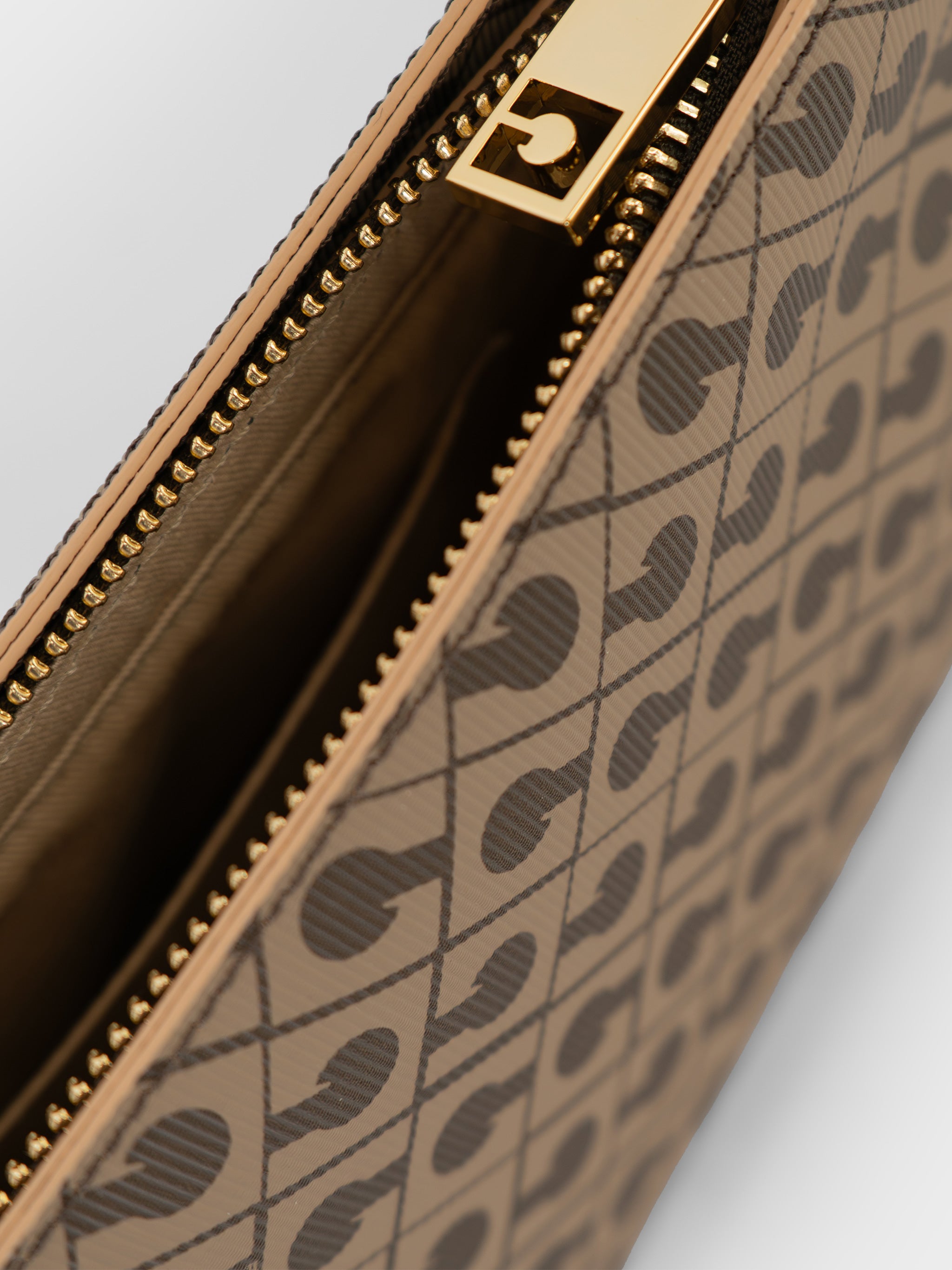 Rectangular Brown Geometric Pattern Crossbody Bag