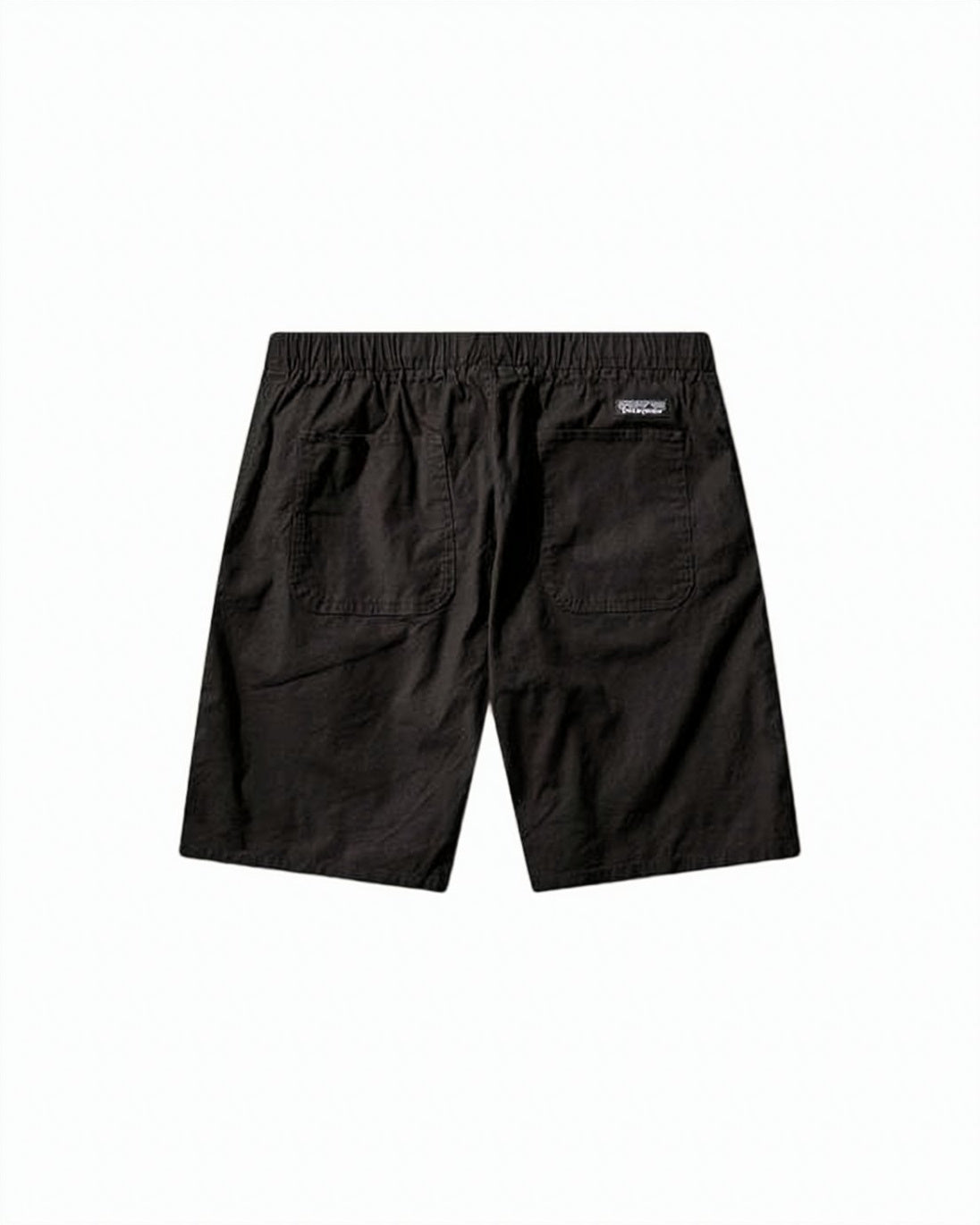 Mid-Thigh Black Shorts With Adjustable Waist And Two Back Pockets