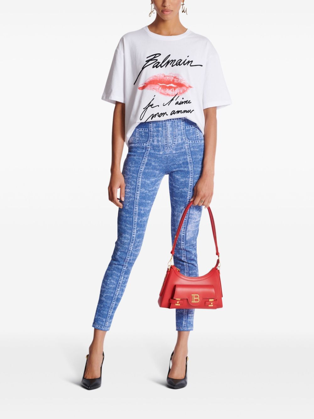 Red Kiss Print Cotton T-Shirt