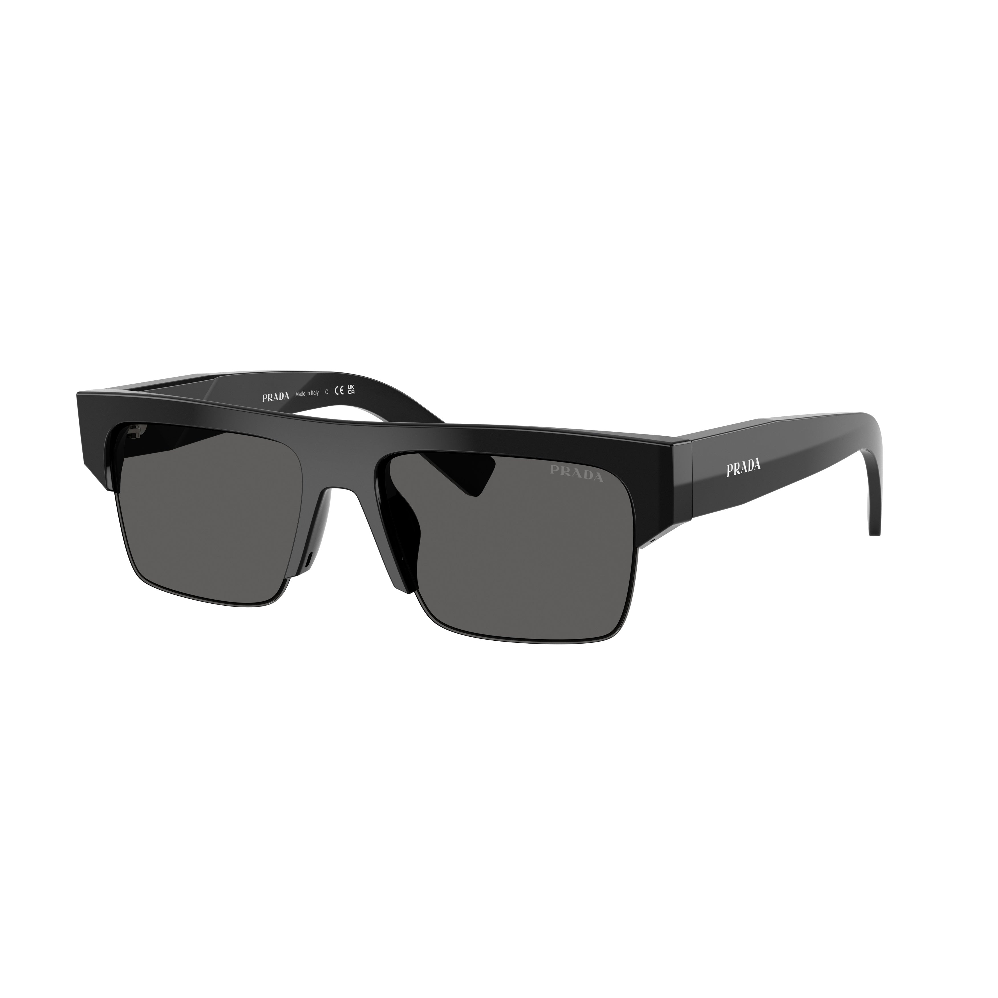 0pr D12su Bold Rectangular Black Acetate Sunglasses