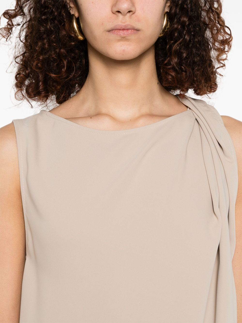 Knee-Length Sleeveless Dress with Draped Detail