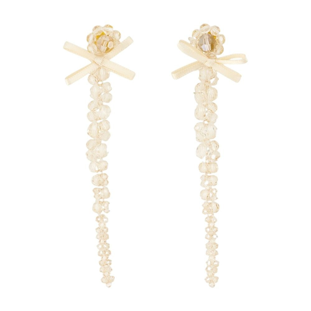 Petite Bow Drip Earrings - Crystal - Yellow