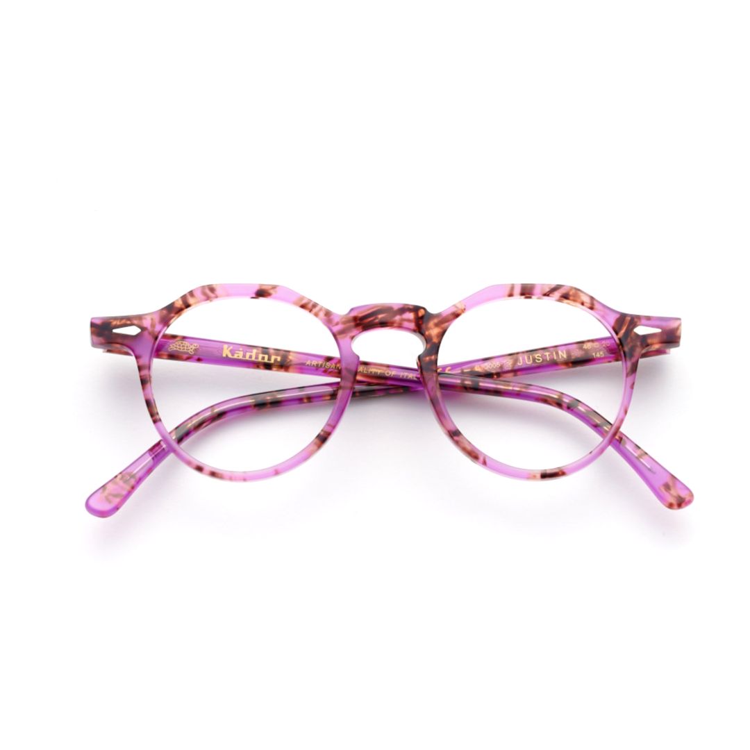Justin Translucent Pink Round Frame Eyeglasses with Marbled Accents
