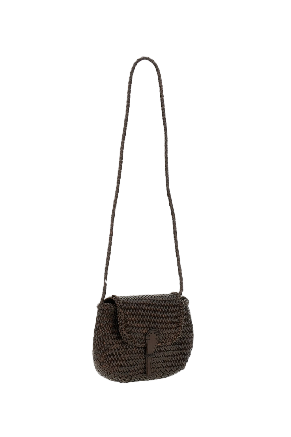 Mini City Shoulder Bag in Brown Woven Leather