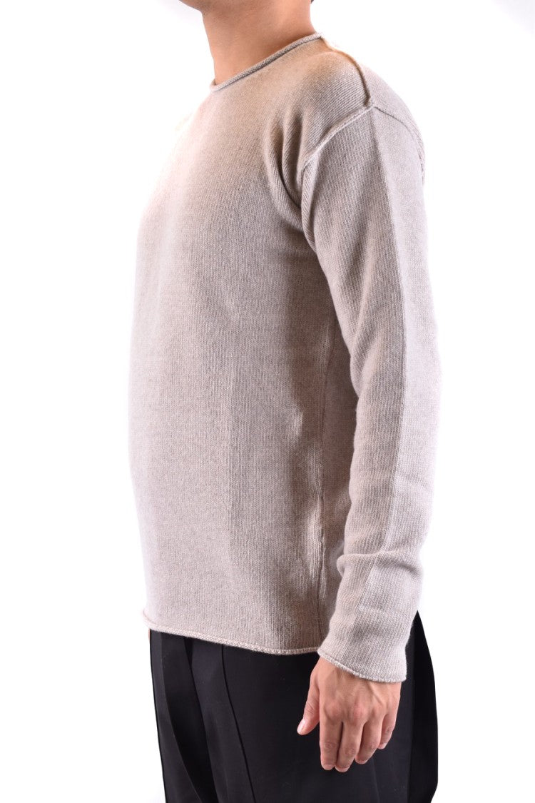Beige Cashmere-Wool Blend Knit Sweater