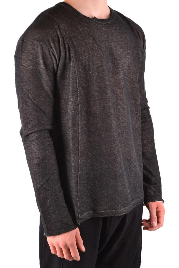 Textured Black Cotton Sweater