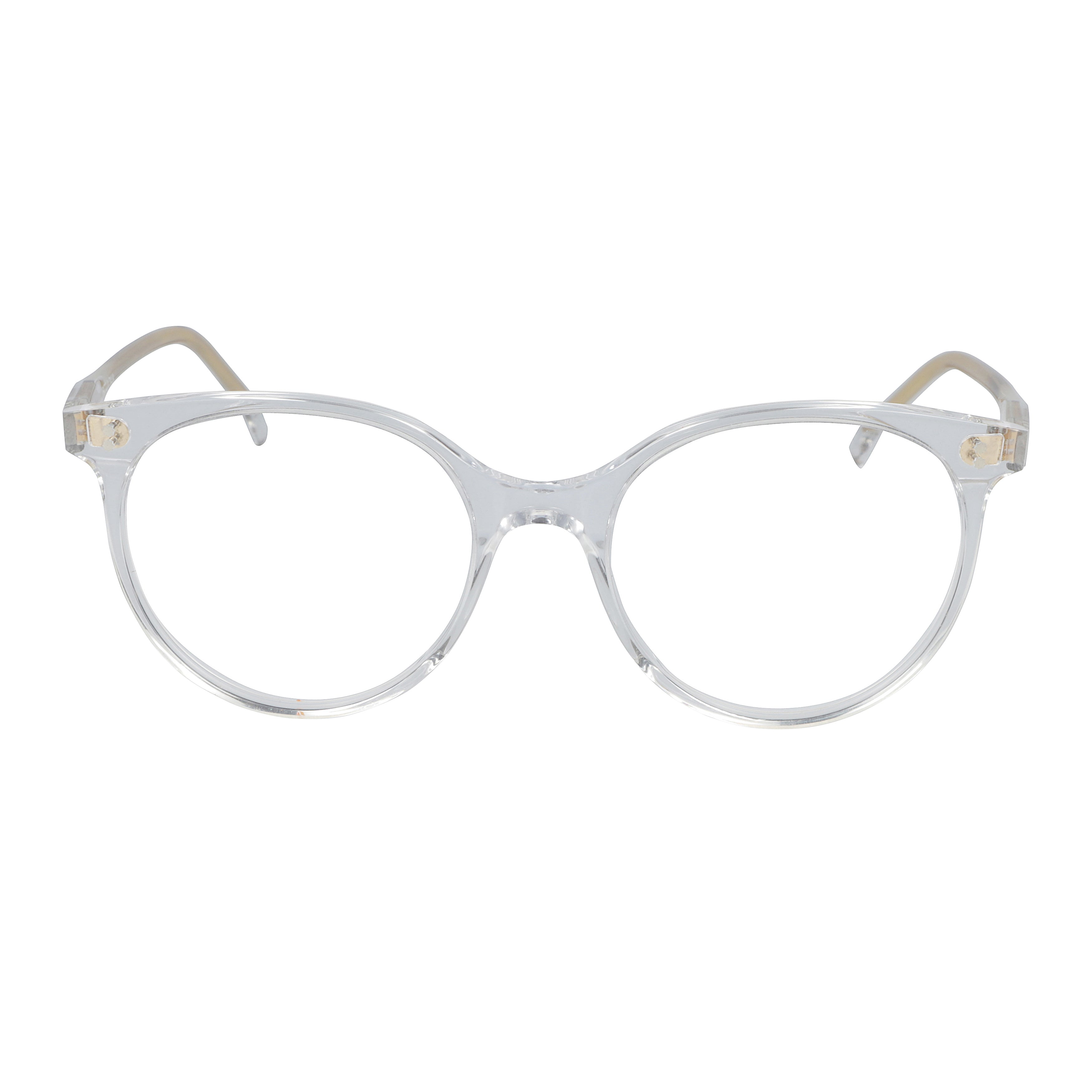 Cynda/N-52 Transparent Round Frame Eyeglasses with Metallic Gold Temples