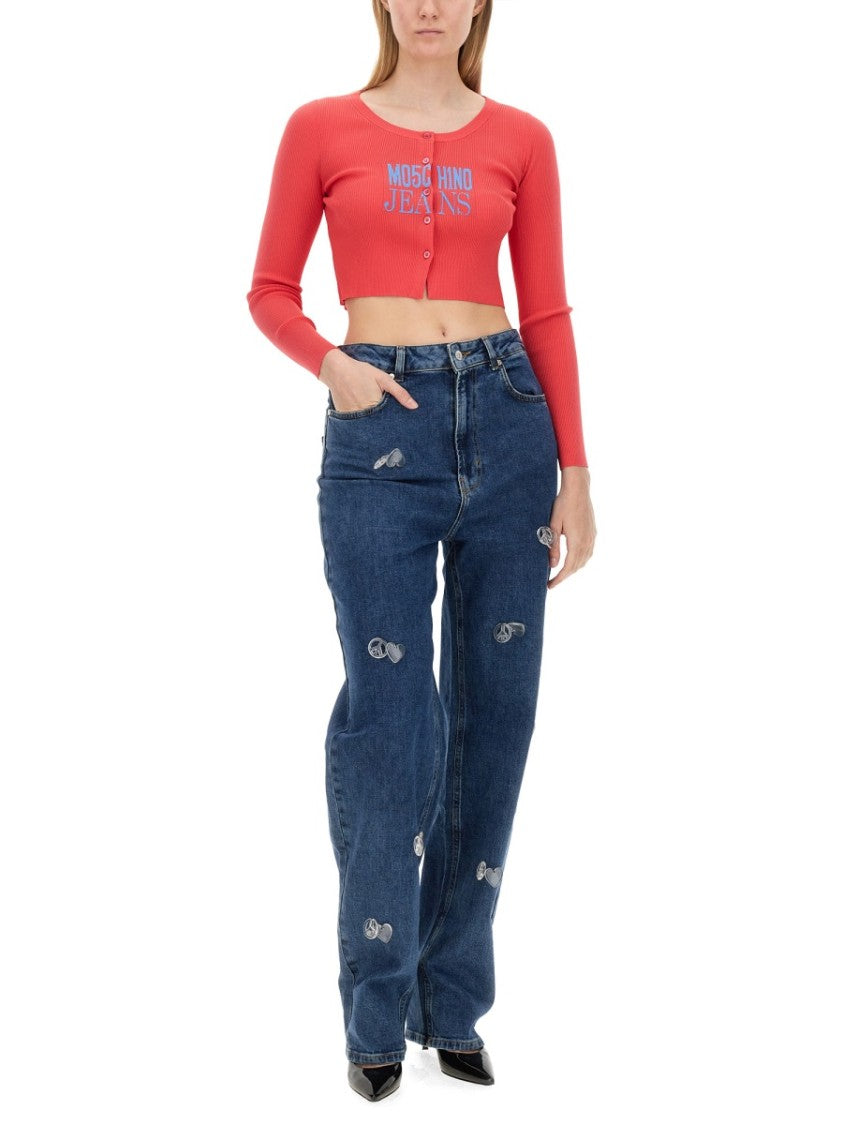 Cropped Cardigan With Button-Down Front