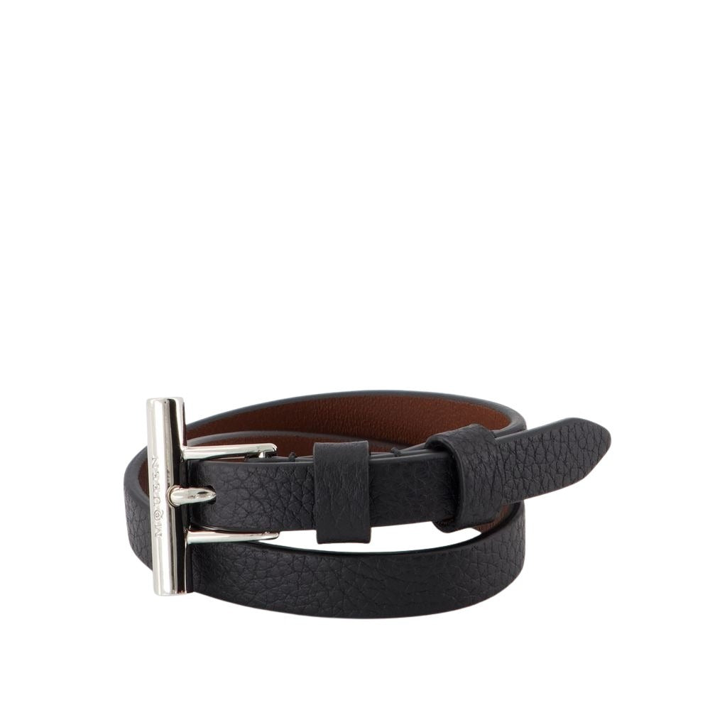 Cross-Bar Bracelet - Leather - Black