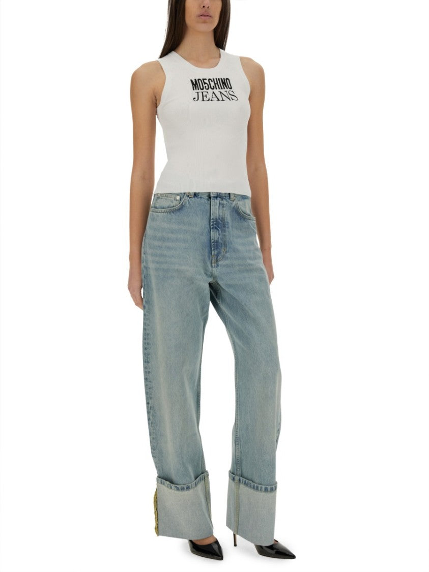 Ribbed White Sleeveless Top