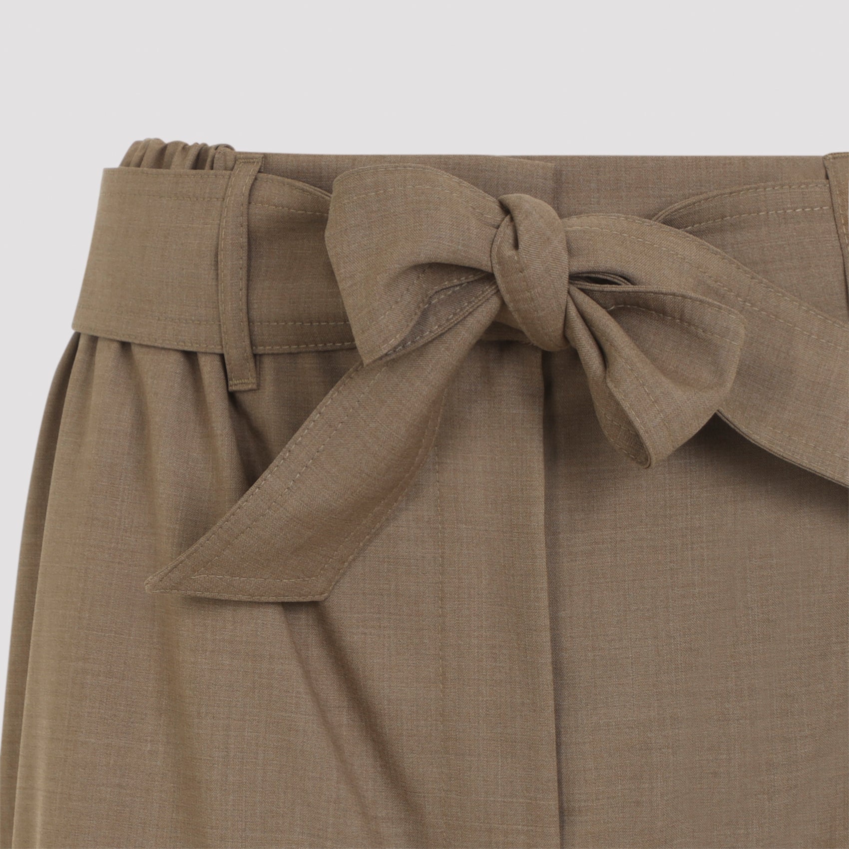 High-Waist Wide-Leg Trousers With Fabric Belt Detail