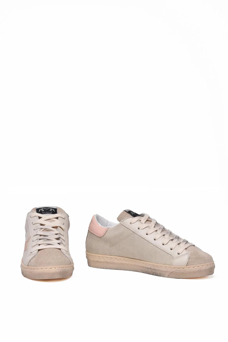 Low-Top Sneakers with Subtle Pink Accents