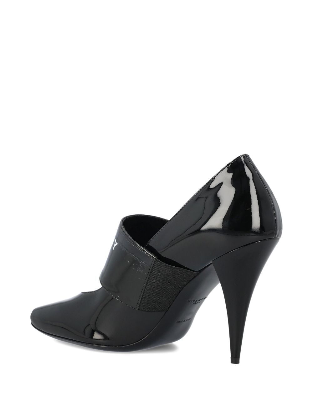 High-Heeled Black Silk and Nylon Pumps