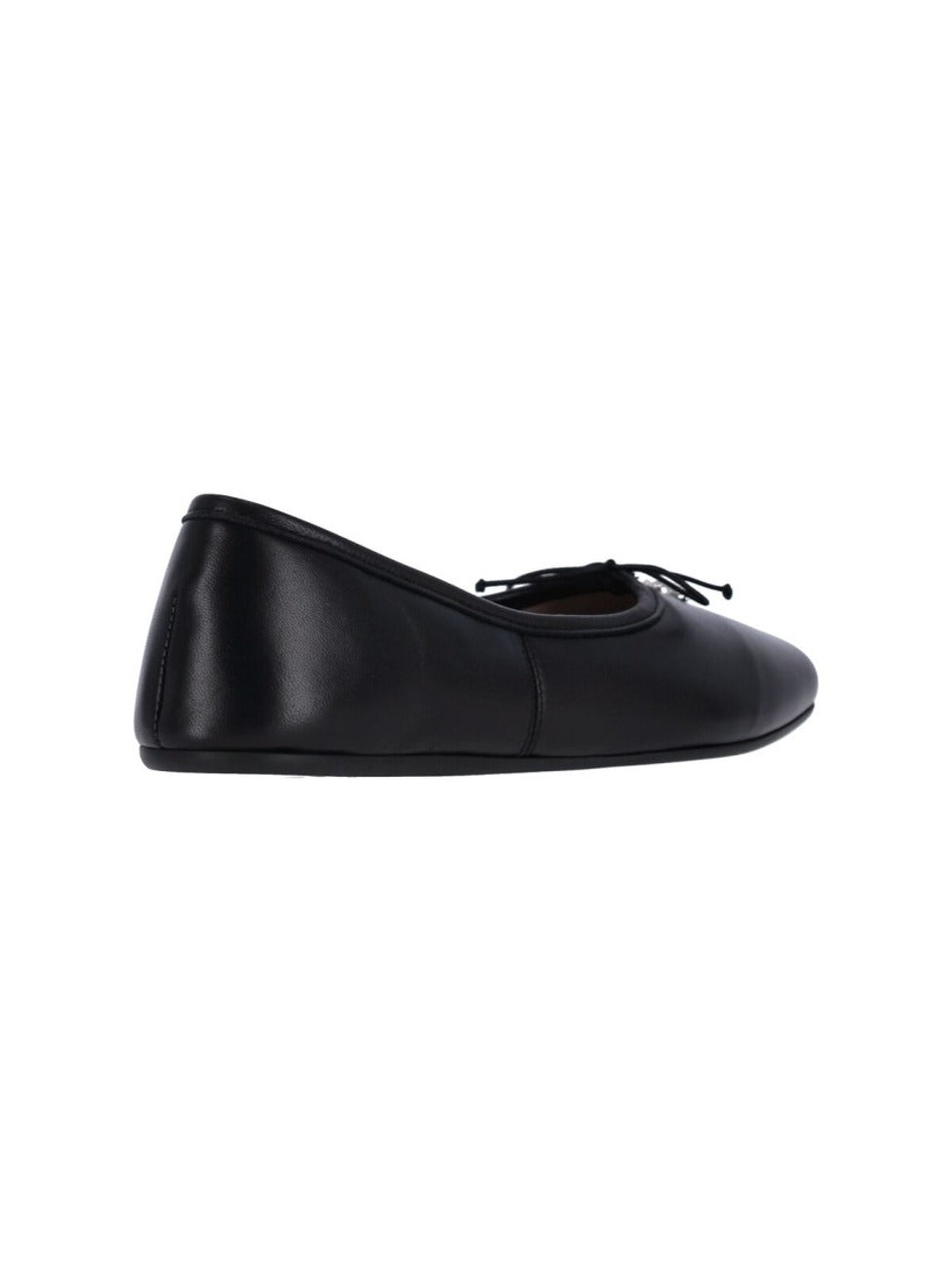 Black Leather Flats With Rounded Toe