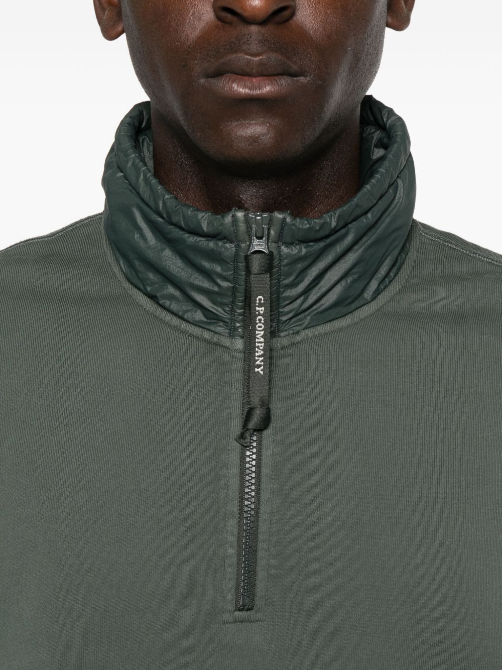Diagonal Fleece and Quilted Nylon Sweatshirt