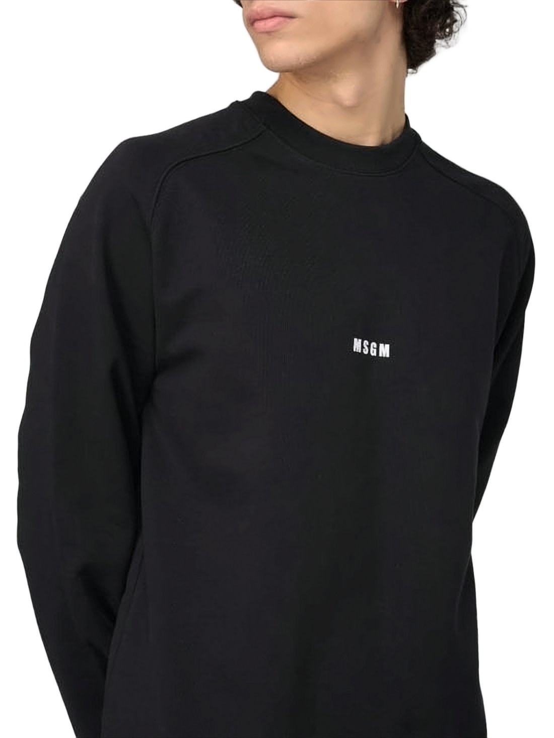 Minimalist Black Crewneck Sweatshirt with Centered Logo