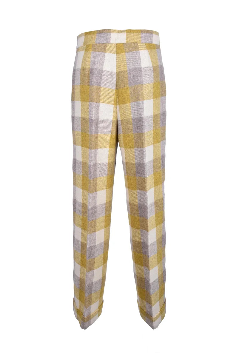Checkered Beige and Yellow Trousers