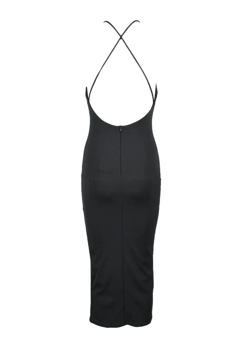Long Viscose Dress - Black