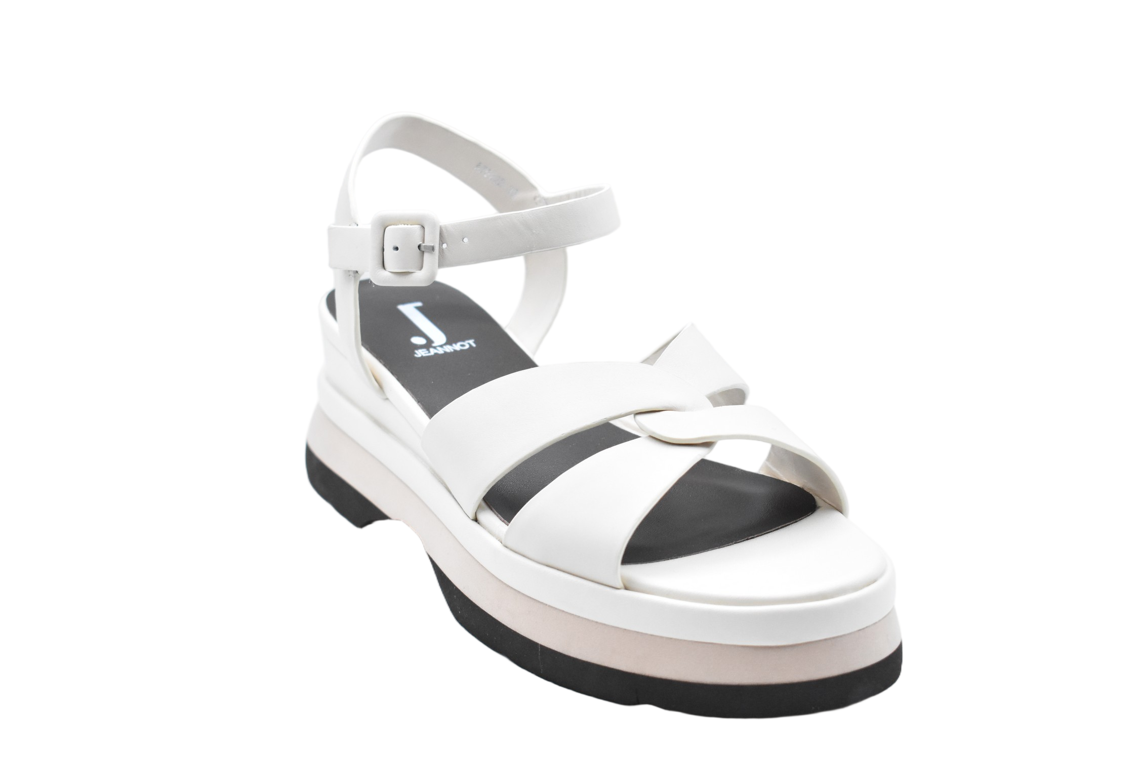 Off-White Leather Strap Wedge Sandals