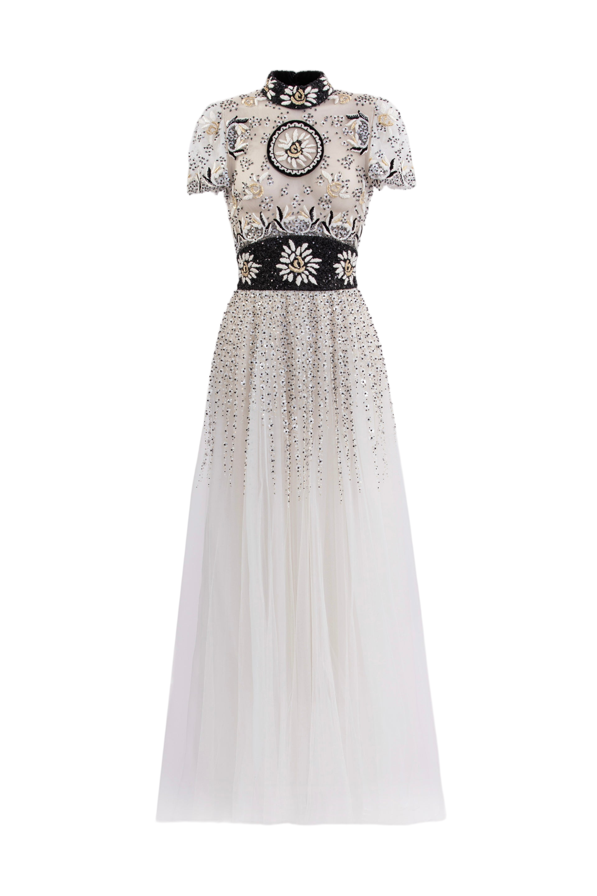 Embroidered Tulle Midi Dress
