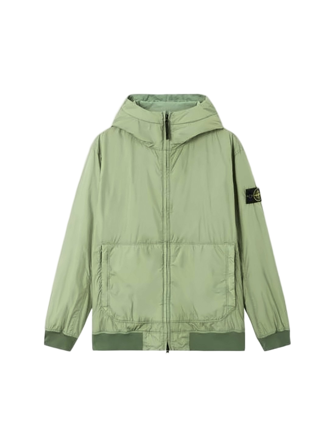 Hooded Lightweight Green Jacket with Distinctive Patch