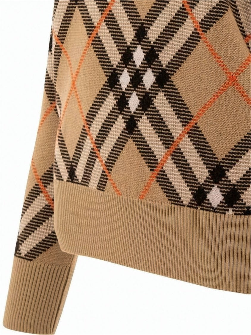 Classic Check Sweater With Ribbed Cuffs