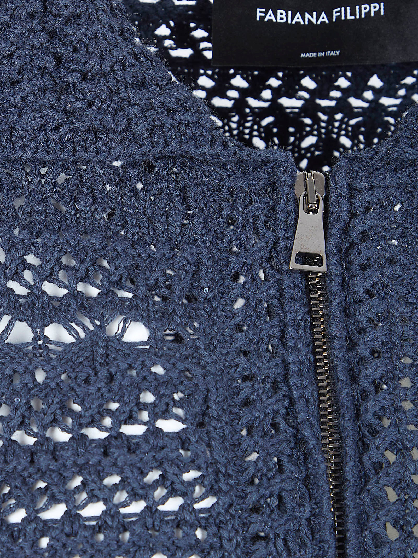 Cropped Crochet Jacket with Sequins