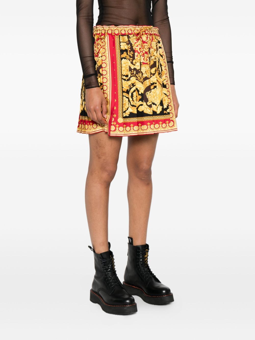 High-Waisted A-Line Skirt with Baroque Print