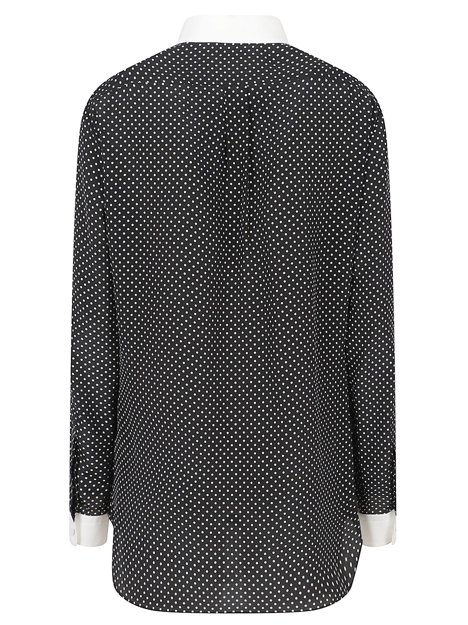 Geometric Silk Shirt with Contrasting Collar and Cuffs