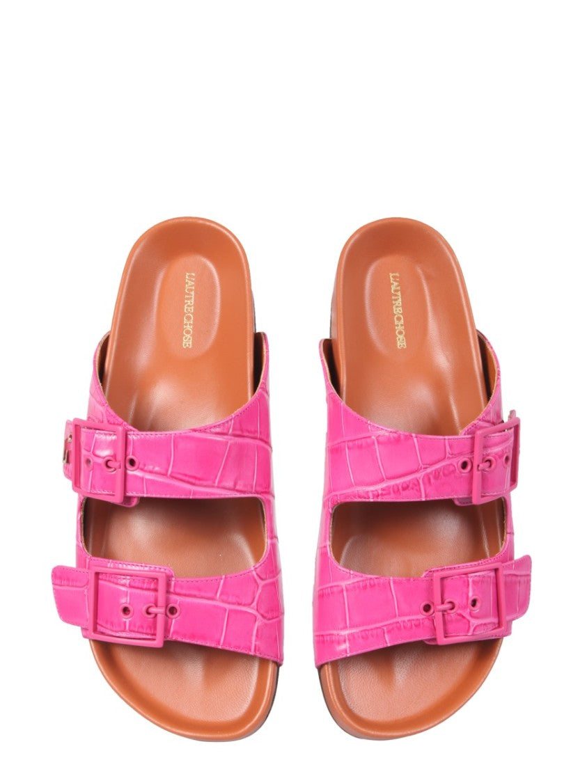 Sandals With Coconut Print Leather