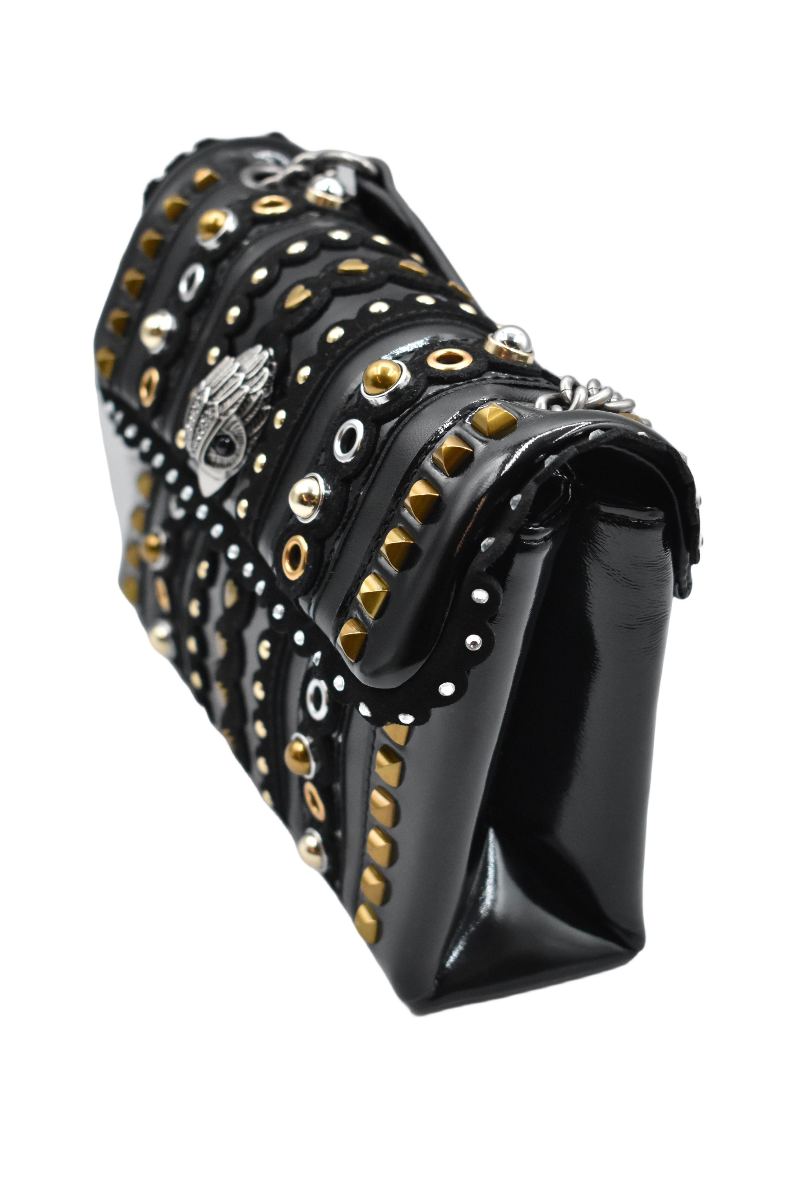 Statement Black Handbag With Edgy Gold