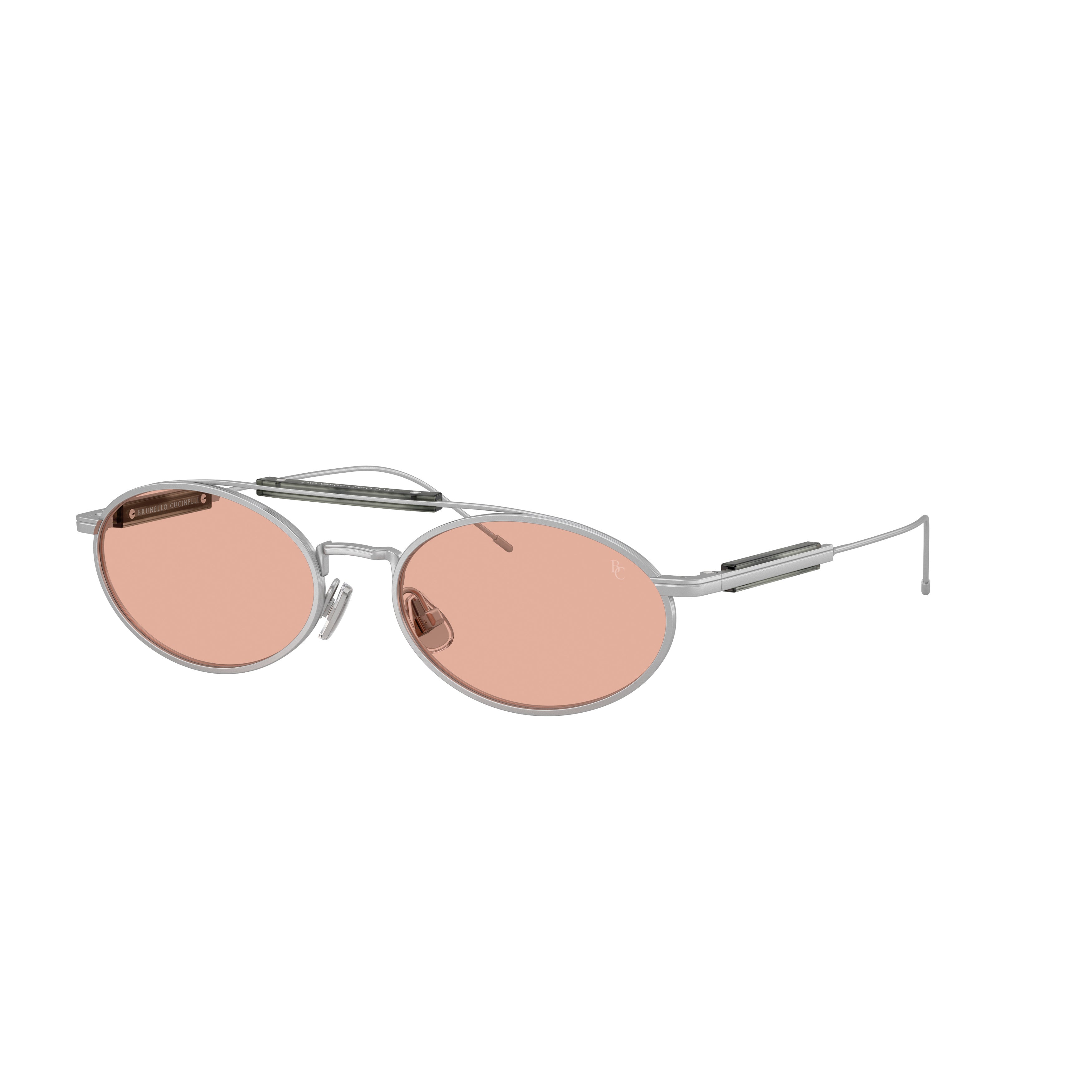 0bc2013st Oval Titanium Frame Sunglasses with Pink Tinted Lenses