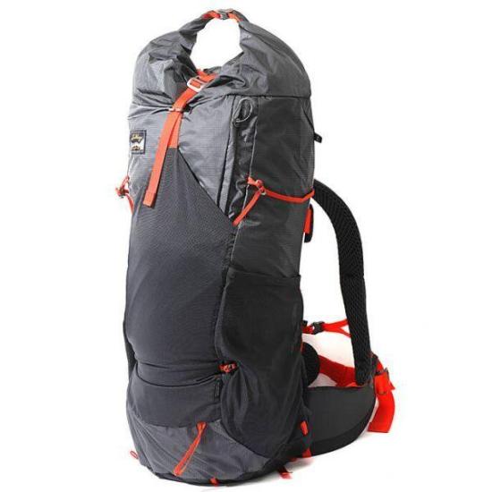 Streamlined Roll-Top Black Backpack with Multiple Pockets