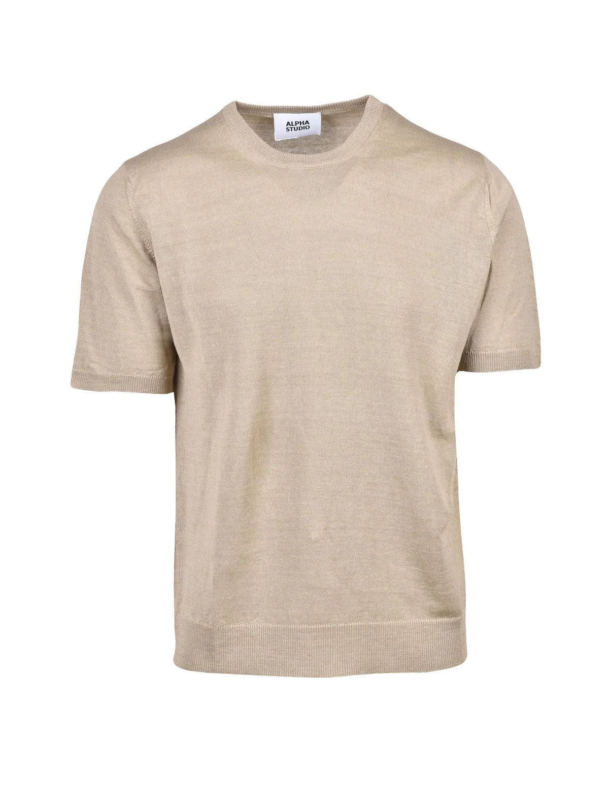 Beige Men Hemp Brushed Pullover Top