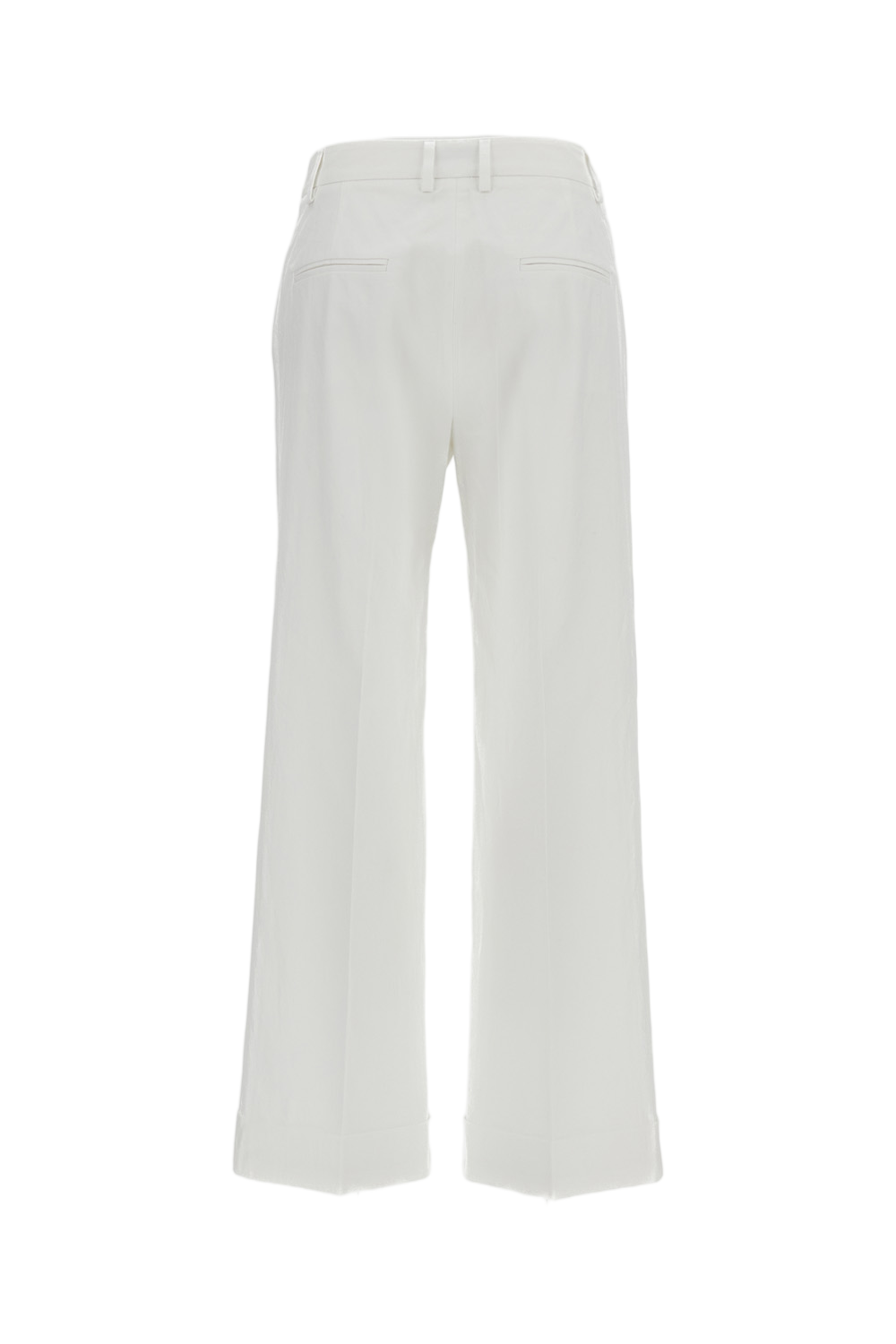 Wide-Leg Cotton Trousers with Concealed Closure