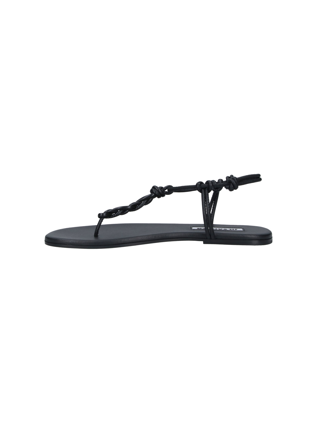 Black Tangle Minimalist Leather Thong Sandals