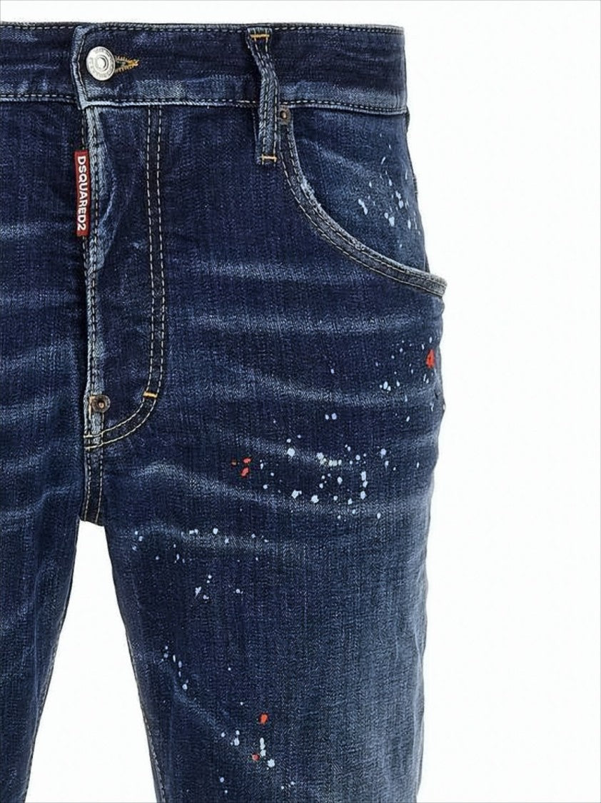 Distressed Dark Blue Slim Fit Jeans