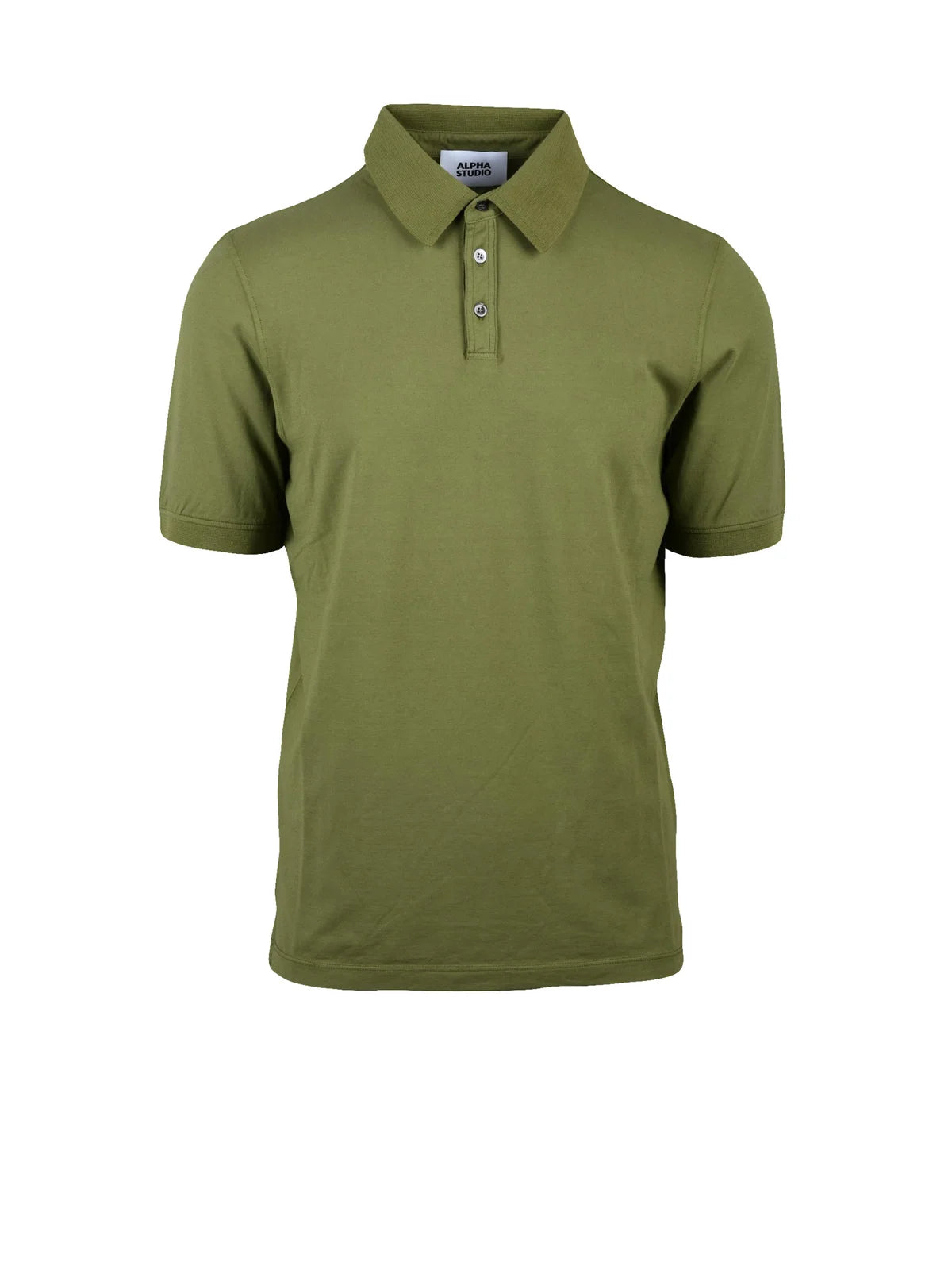 Military Green Cotton Elastane Stretch Polo Shirt
