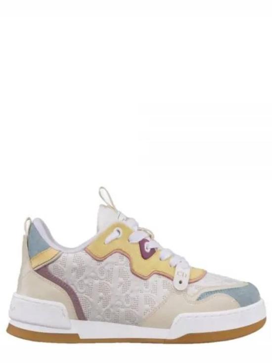 Low-Top Sneakers with Pastel Mesh and Calf Leather Accents