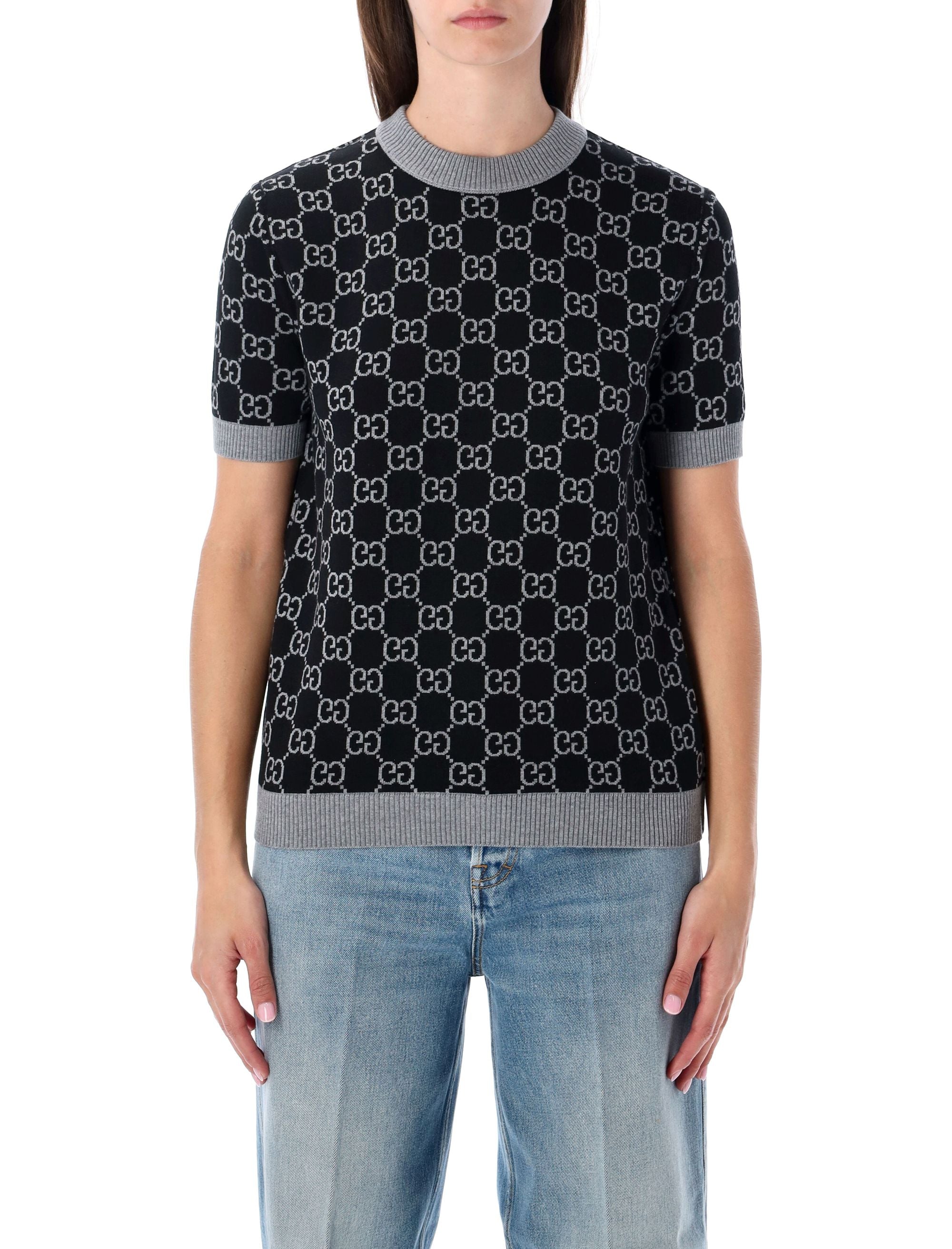 Gg Monogram Short Sleeve Reversible Sweater